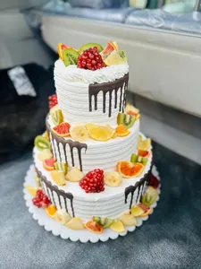 Three-Tier Fresh Fruit Cake | کیک سه‌طبقه میوه تازه