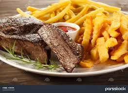 استک گوشت با چپس
